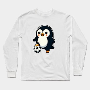 penguin as soccer player with soccer ball Long Sleeve T-Shirt